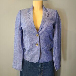 J‎ CREW Schoolboy Blazer Sz 4 Blue NEW Career Preppy Linen Old Money Heritage